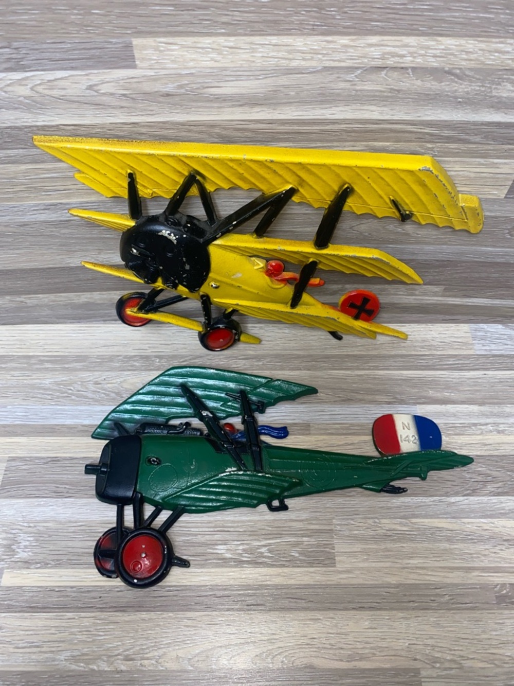 70s vintage Homco Yellow & Green Vintage-Style Toy Biplanes - Set of 2